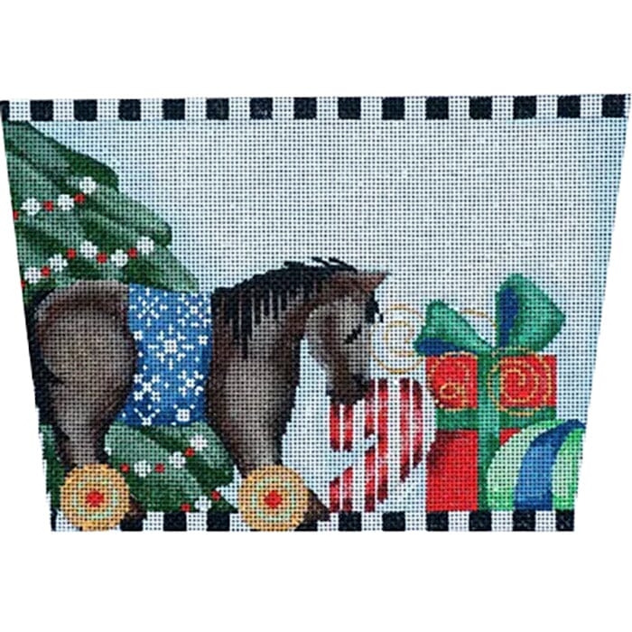Horse on Wheels Stocking Cuff Painted Canvas Associated Talents