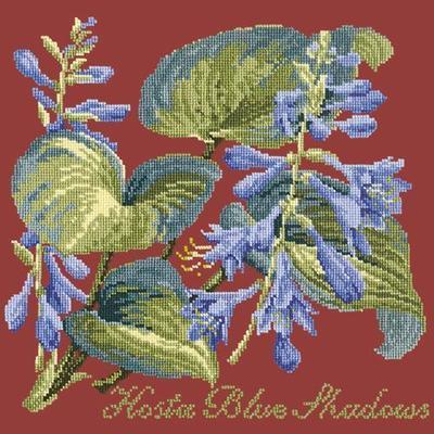 Hosta Blue Shadows Needlepoint Kit Kits Elizabeth Bradley Design Dark Red