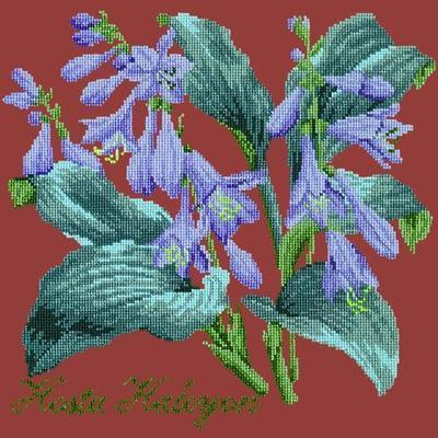 Hosta Halcyon Needlepoint Kit Kits Elizabeth Bradley Design Dark Red 