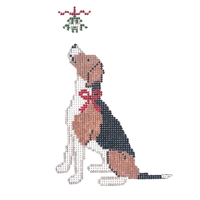 Hound Under Mistletoe Ornament Painted Canvas Coco Frank Studio - 1