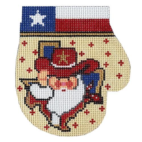 Howdy All Texas Santa Mitten Painted Canvas The Meredith Collection - 1