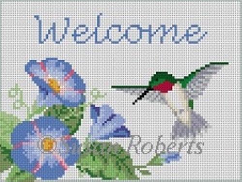 Hummingbird Welcome Painted Canvas Susan Roberts Needlepoint Designs Inc. - 1