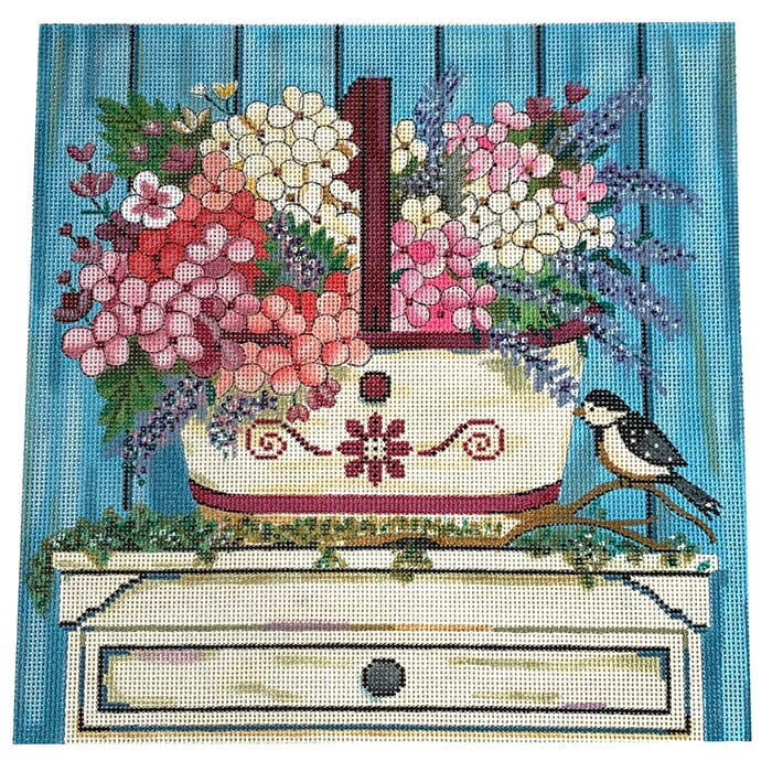 Hydrangea Basket Painted Canvas Alice Peterson Company - 1