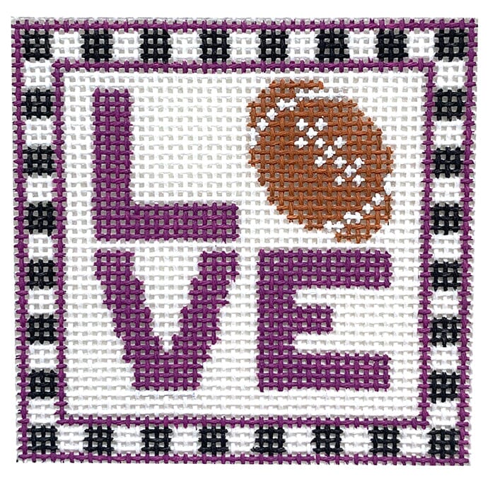 I Heart Football Square with Stitch Guide Painted Canvas The Princess & Me