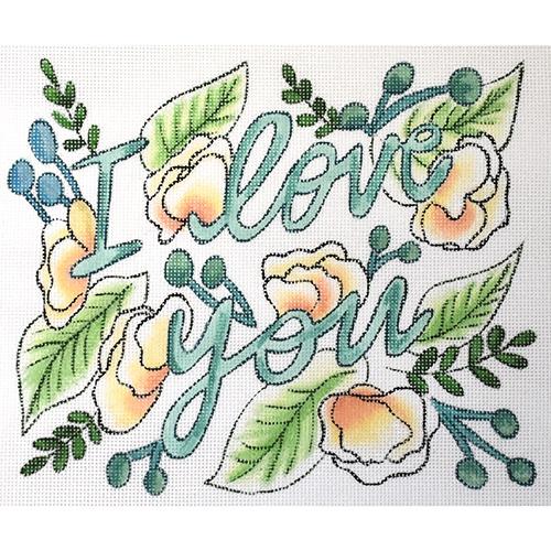 I Love You - Large Painted Canvas Flower & Vine