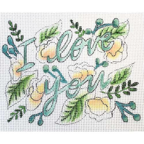 I Love You Small Painted Canvas Flower & Vine - 1