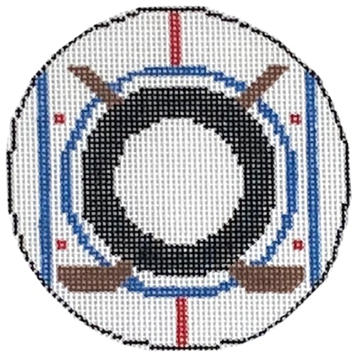 Ice Hockey Monogram Round Painted Canvas Rachel Donley