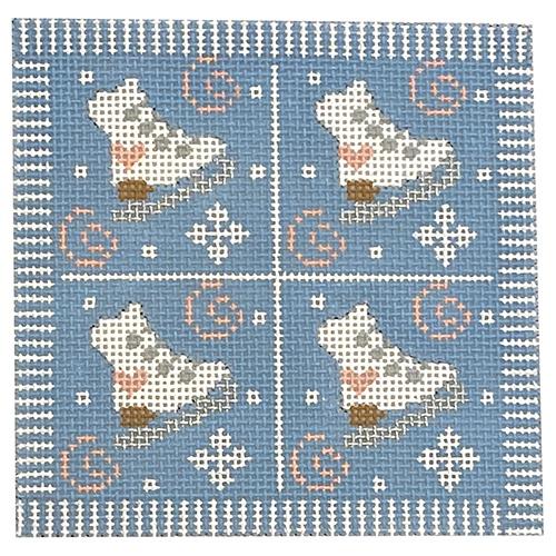 Ice Skating Square Painted Canvas Danji Designs - 1