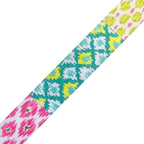 Ikat Patchwork Belt Painted Canvas Kate Dickerson Needlepoint Collections - 1
