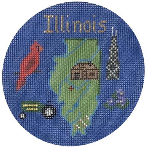 Illinois Ornament Painted Canvas Silver Needle - 1