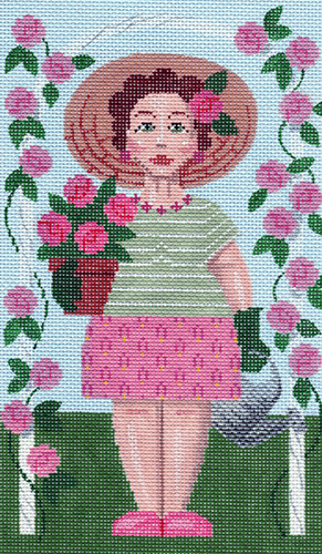 In the Garden "Rose" Painted Canvas Labors of Love Needlepoint
