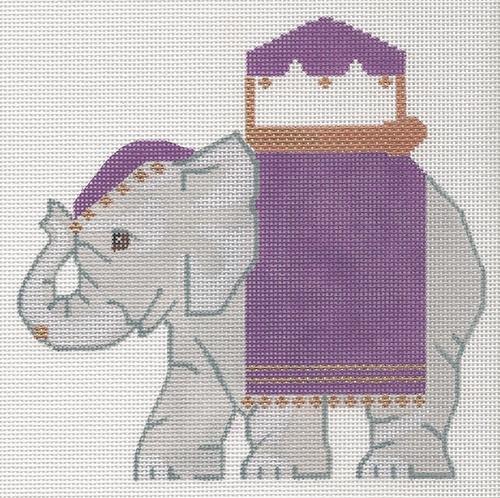 Indian Elephant Painted Canvas Labors of Love Needlepoint - 1