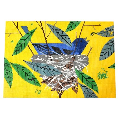 Indigo Bunting Painted Canvas Charley Harper - 1