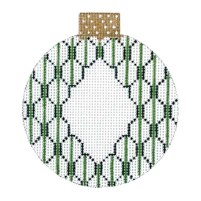 Initial Scallop Reflection Bauble Green Painted Canvas Whimsy & Grace - 1