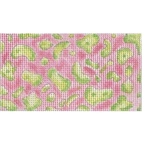 Inserts - Pink and Green Cheetah Painted Canvas Kate Dickerson Needlepoint Collections