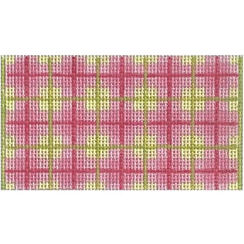 Inserts Pink and Green Madras Plaid Painted Canvas Kate Dickerson Needlepoint Collections - 1