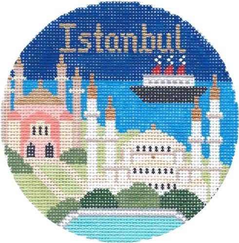 Istanbul Ornament Painted Canvas Silver Needle - 1