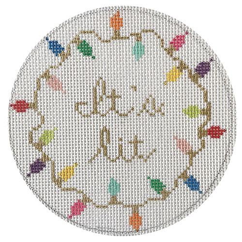 It's Lit String of Lights Round Painted Canvas Stitch Rock Designs - 1