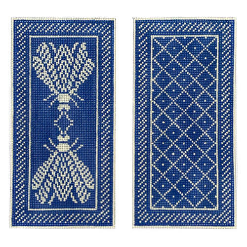 J N's Bee Eyeglass Case Cobalt Painted Canvas Whimsy & Grace - 1