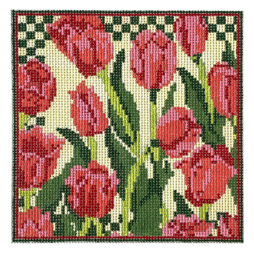 J Pink Tulips Eyeglass Case Painted Canvas Whimsy & Grace - 1
