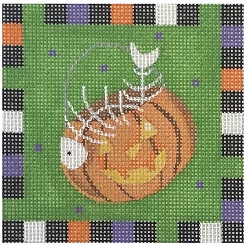 Jack O Lantern Bucket Ornament Painted Canvas Pepperberry Designs - 1