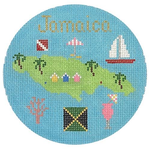 Jamaica Ornament Painted Canvas Silver Needle - 1