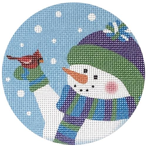 Jax Snowman with Cardinal Ornament Painted Canvas Pepperberry Designs - 1