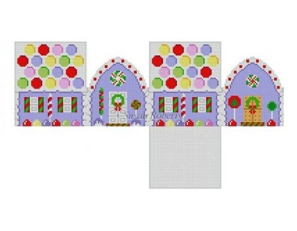 Jelly Rounds on Grape Gingerbread House Painted Canvas Susan Roberts Needlepoint Designs, Inc. - 1