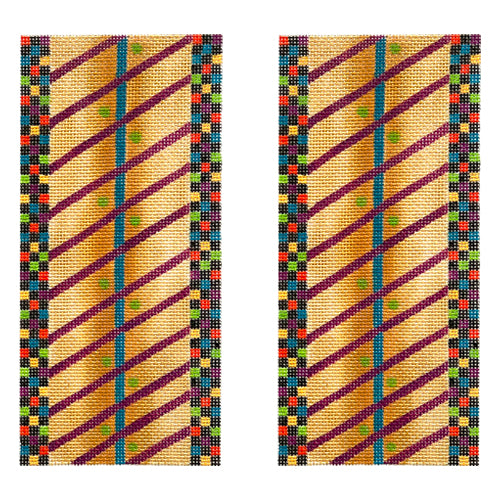 Jewel 3 Part Backgammon Set on 18 with Dice Cups, Dice & Game Pieces Painted Canvas Zecca