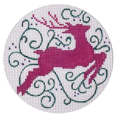 Jeweled Reindeer Painted Canvas Vallerie Needlepoint Gallery - 1