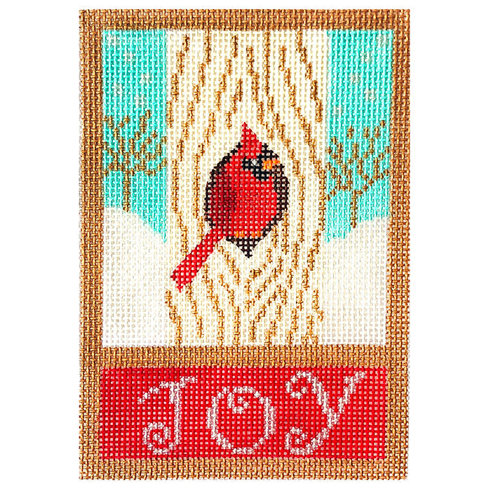 Joy Cardinal Painted Canvas Eye Candy Needleart - 1
