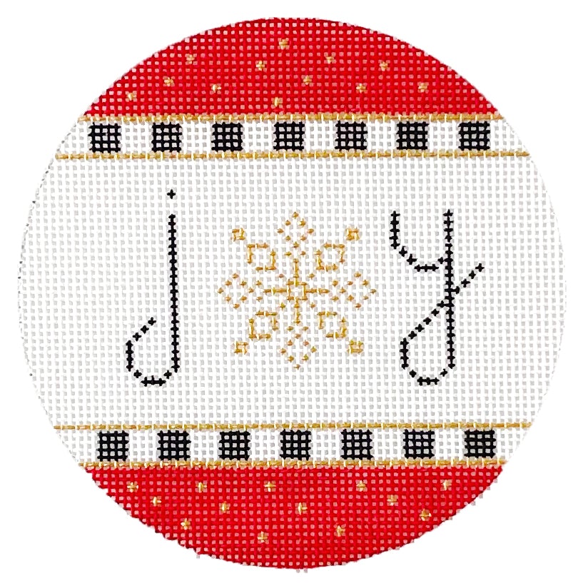 Joy Round with Snowflake Painted Canvas Vallerie Needlepoint Gallery - 1