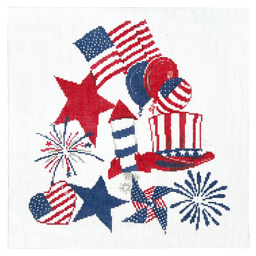 July 4th Stack Painted Canvas A Stitch in Time - 1
