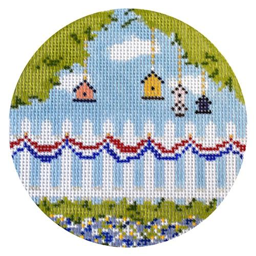 July Picket Fence Painted Canvas The Plum Stitchery - 1
