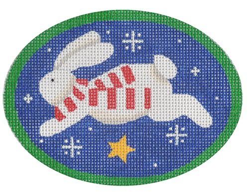 Jumping Bunny Star, Blue Painted Canvas Pepperberry Designs - 1