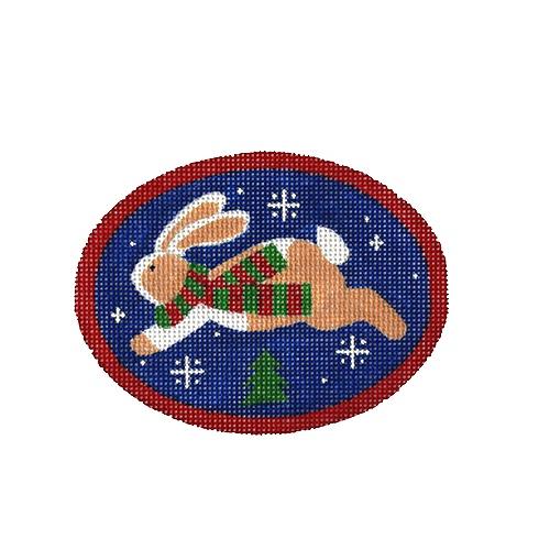 Jumping Bunny Tree, Blue Painted Canvas Pepperberry Designs - 1