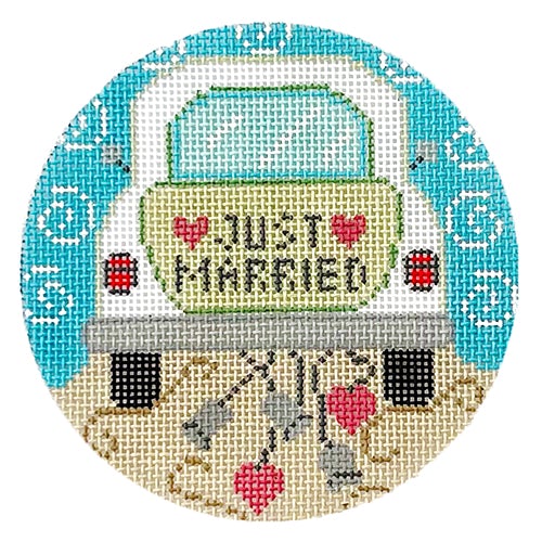 Just Married Round DD Painted Canvas Danji Designs
