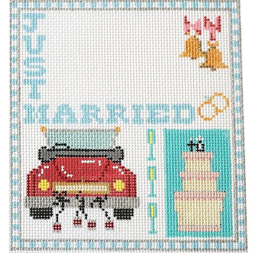 Just Married Sampler Painted Canvas The Meredith Collection - 1