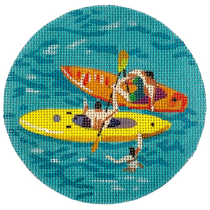 Kayaks Round Painted Canvas Colors of Praise