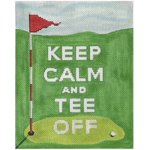 Keep Calm and Tee Off Painted Canvas Kate Dickerson Needlepoint Collections - 1