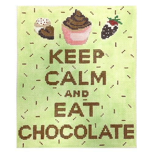 "Keep Calm & Eat Chocolate" Painted Canvas Kate Dickerson Needlepoint Collections - 1