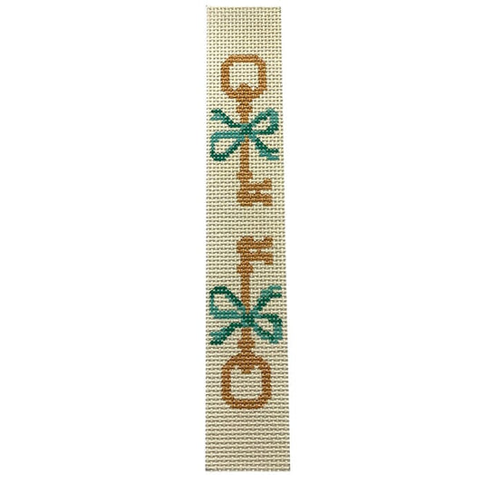 Key Keychain - Ivory & Green Painted Canvas Le Point Studio 