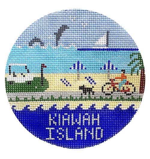 Kiawah Round Painted Canvas Doolittle Stitchery
