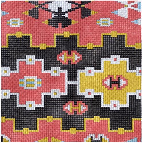 Kilim Caviar/Melon/Citrus Painted Canvas The Meredith Collection - 1