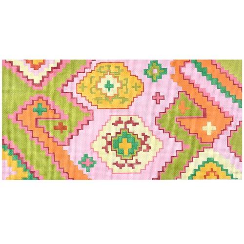 Kilim Rectangle w/ Duck Head Motif Summer Melons Palette Painted Canvas Kate Dickerson Needlepoint Collections - 1