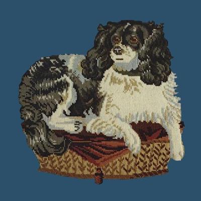 King Charles Spaniel Needlepoint Kit Kits Elizabeth Bradley Design Dark Blue 