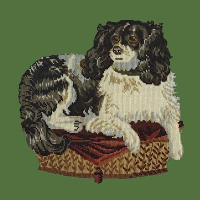 King Charles Spaniel Needlepoint Kit Kits Elizabeth Bradley Design Dark Green 