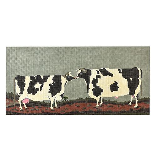 Kissing Cows Painted Canvas Cooper Oaks Design