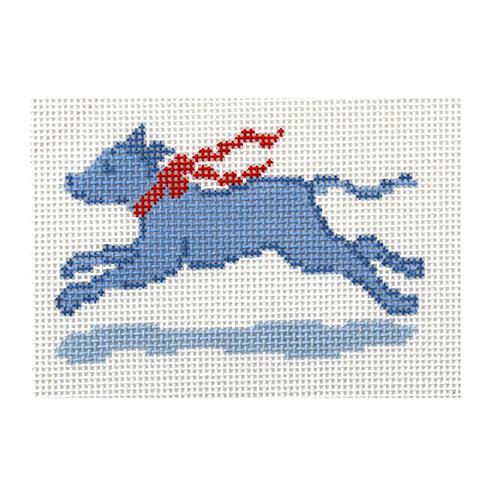 Labrador with Bow Ornament Painted Canvas The Plum Stitchery