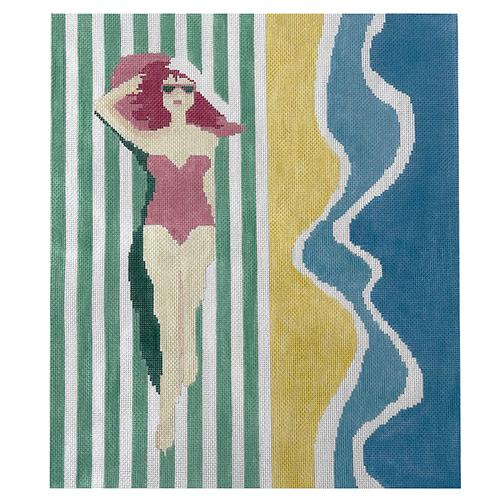 Lady at the Beach Painted Canvas Voila!